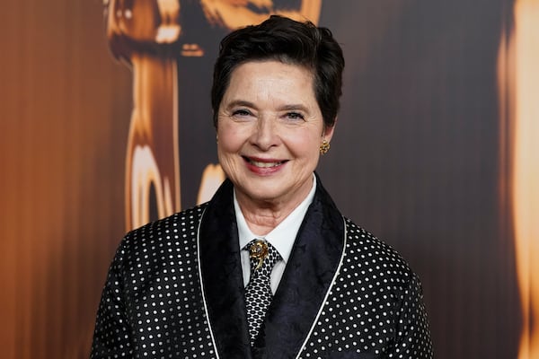 Isabella Rossellini arrives at the Oscars Nominees Dinner on Tuesday, Feb. 25, 2025, at the Academy Museum of Motion Pictures in Los Angeles. (Photo by Jordan Strauss/Invision/AP)