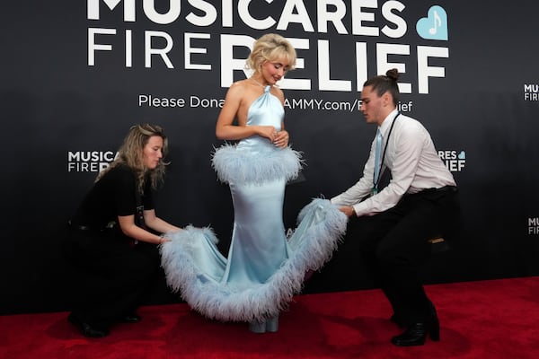 Sabrina Carpenter arrives at the 67th annual Grammy Awards on Sunday, Feb. 2, 2025, in Los Angeles. (Photo by Jordan Strauss/Invision/AP)