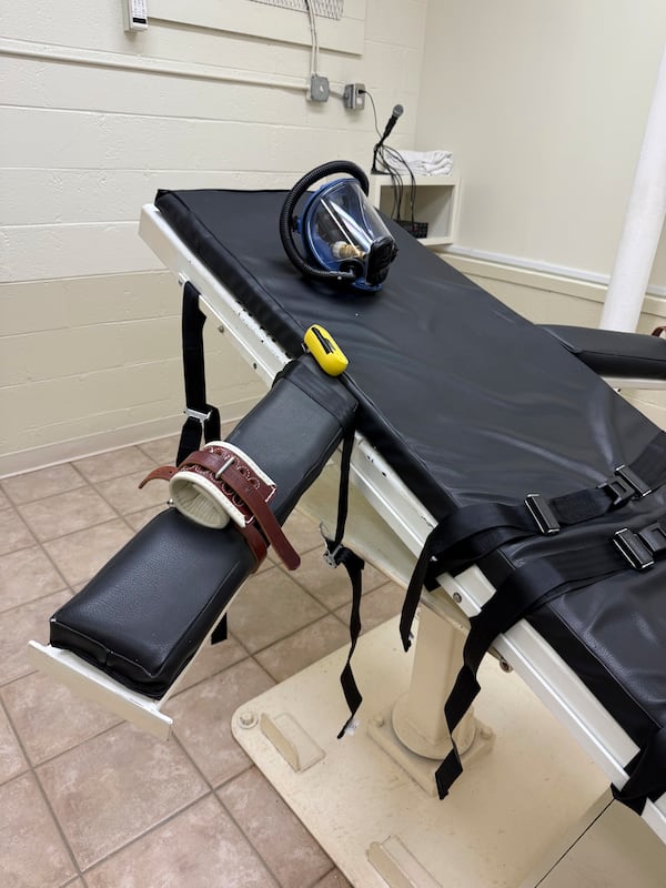 An undated photo provided by The Promise of Justice Initiative shows the gurney in the new execution chamber at the Louisiana State Penitentiary. (The Promise of Justice Initiative via AP)