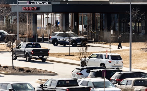 Law enforcement respond to the scene of a shooting at UPMC Memorial Hospital in York, Pa. on Saturday, Feb. 22, 2025. (Sean Simmers /The Patriot-News via AP)