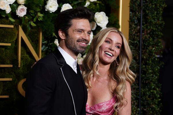 Sebastian Stan, left, and Annabelle Wallis arrive at the 82nd Golden Globes on Sunday, Jan. 5, 2025, at the Beverly Hilton in Beverly Hills, Calif. (Photo by Jordan Strauss/Invision/AP)