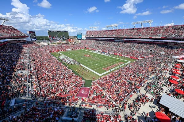 FILE - a general view of Raymond James Stadium during an NFL football game between the Philadelphia Eagles and the Tampa Bay Buccaneers, Sunday, Sept. 29, 2024, in Tampa, Fla. (AP Photo/Doug Murray, FIle)