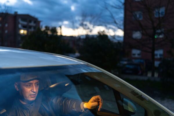 Hasan Zaheda drives near his house in Rome, Sunday, March 2, 2025. (AP Photo/Mosa'ab Elshamy)