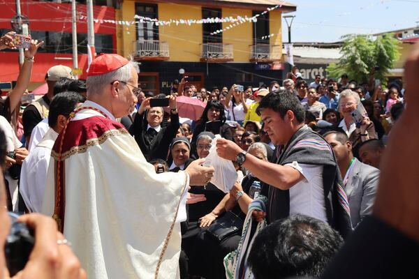 In this photo released by the Diocese of Chulucanas, Bishop Robert Prevost leads the celebration anniversary of the Diocese in Chulucanas, Peru, Aug. 12, 2024. (Diocese of Chulucanas via AP)