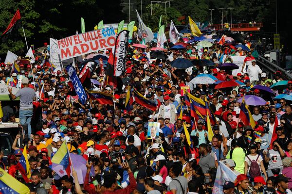 FILE - Pro-government supporters rally for Venezuelan President Nicolas Maduro, in Caracas, Venezuela, Aug. 17, 2024. (AP Photo/Cristian Hernandez, File)