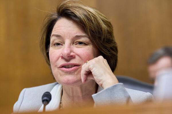 Senate Judiciary Subcommittee on Privacy, Technology, and the Law Ranking Member Sen. Amy Klobuchar, D-Minn., attends a hearing on AI deepfakes, Wednesday, May 21, 2025, in Washington. (AP Photo/Jacquelyn Martin)