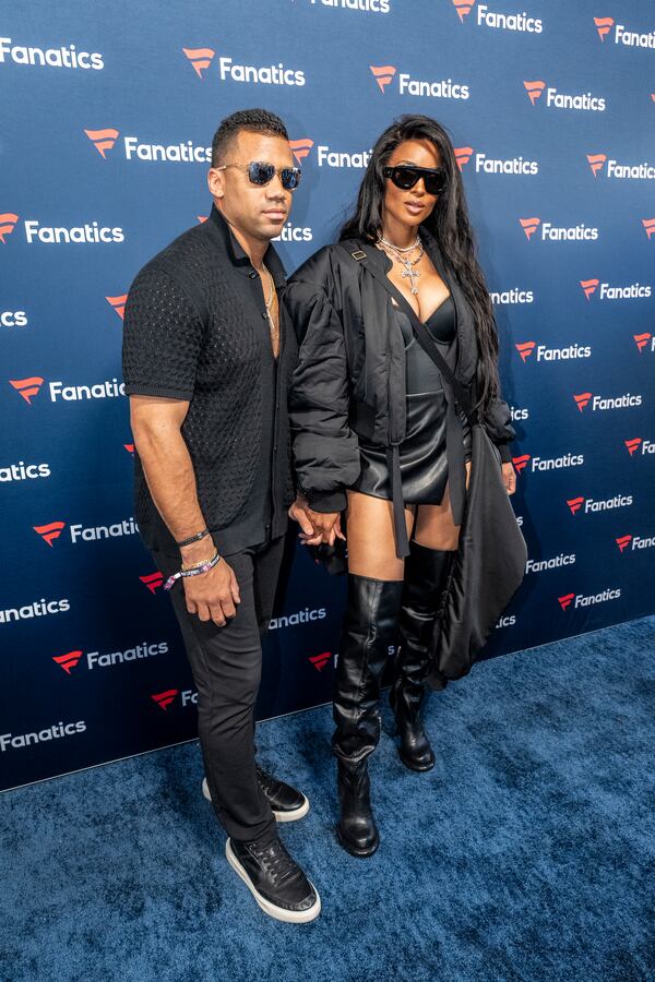 Russell Wilson, left, and Ciara attend Michael Rubin's Fanatics Super Bowl party on Saturday, Feb. 8, 2025, in New Orleans. (Photo by Amy Harris/Invision/AP)