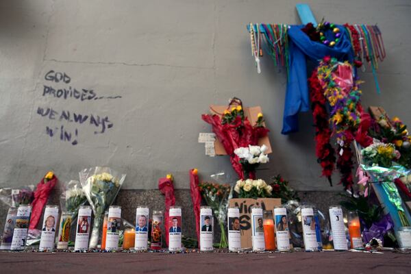 FILE - A memorial for the victims of a deadly New Year's Day truck attack stands on the sidewalk in the French Quarter of New Orleans on Friday, Jan. 3, 2025. (AP Photo/George Walker IV, File)