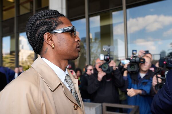 Rapper A$AP Rocky arrives at the Clara Shortridge Foltz Criminal Justice Center in Los Angeles, Wednesday, Jan. 29, 2025. (AP Photo/Damian Dovarganes)