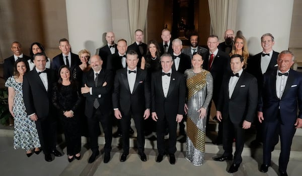 President-elect Donald Trump's Cabinet picks pose for a photo at the National Gallery of Art in Washington, Saturday, Jan. 18, 2025. (AP Photo/Mark Schiefelbein)