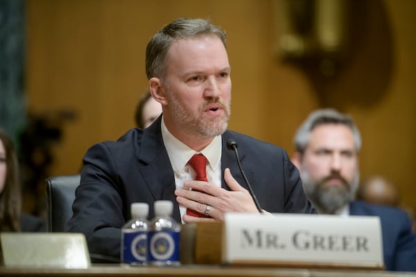 Jamieson Greer, President Donald Trump's nominee to be United States Trade Representative, with the rank of Ambassador, appears before the Senate Committee on Finance for his pending confirmation on Capitol Hill, Thursday, Feb. 6, 2025, in Washington. (AP Photo/Rod Lamkey, Jr.)