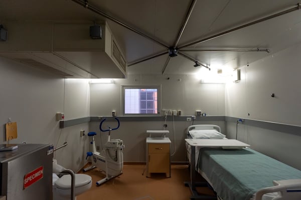 A metabolic chamber outfitted with sensors to measure how a subject uses food, air and water is seen at the National Institutes of Health in Bethesda, Md., on Thursday, Oct. 31, 2024. (AP Photo/Mark Schiefelbein)