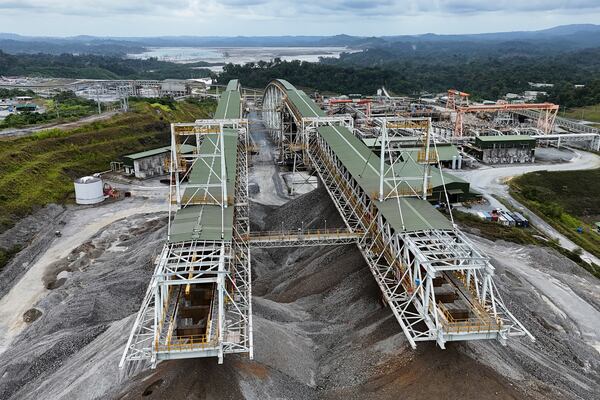 Facilities stand idle at the Cobre Panamá copper mine during a media tour of the mine owned by Canada's First Quantum Mineral that was closed after Panama's Supreme Court ruled that the government concession was unconstitutional, in Donoso, Panama, Friday, March 21, 2025. (AP Photo/Matias Delacroix)