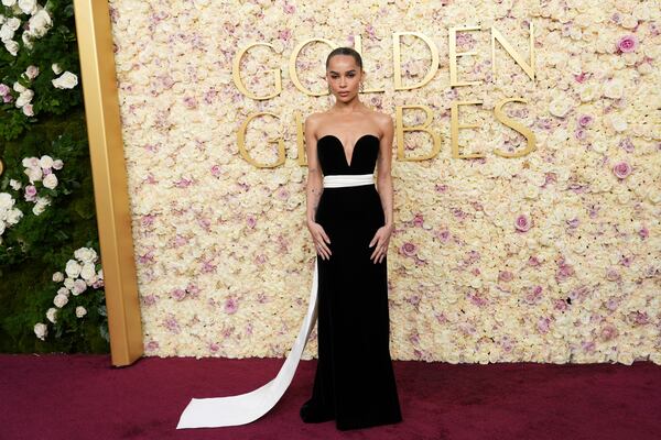 Zoe Kravitz arrives at the 82nd Golden Globes on Sunday, Jan. 5, 2025, at the Beverly Hilton in Beverly Hills, Calif. (Photo by Jordan Strauss/Invision/AP)