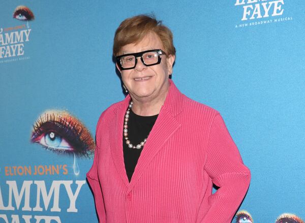 FILE - Elton John attends the Broadway opening night of "Tammy Faye" on Nov. 14, 2024, in New York. (Photo by Greg Allen/Invision/AP, File)