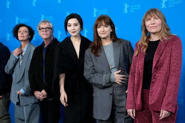 The Film Festival, Berlinale International Jury from left, Maria Schrader, Todd Haynes, Fan Bingbing, Bina Daigeler and Amy Nicholson pose for media during a photo-call at the opening day of International Film Festival, Berlinale, in Berlin, Thursday, Feb. 13, 2025. (AP Photo/Ebrahim Noroozi)