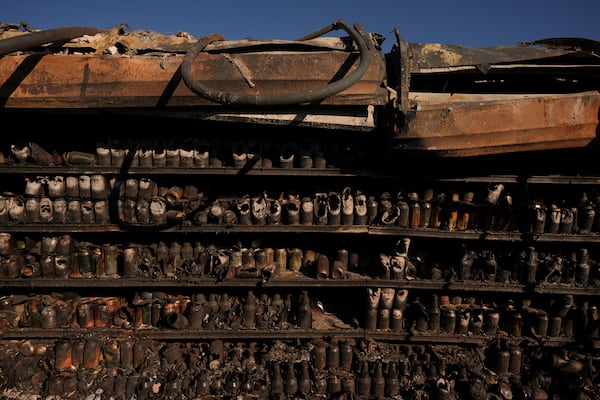 Gelson's Market destroyed by the Palisades Fire is seen in Malibu, Calif., Wednesday, Jan. 15, 2025. (AP Photo/Jae C. Hong)