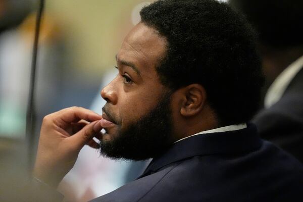 Former Memphis Police Officer Demetrius Haley sits in the courtroom Wednesday, April 30, 2025, during the state trial of Haley and two other former police officers accused in the 2023 death of Tyre Nichols, in Memphis, Tenn. (AP Photo/George Walker IV, Pool)