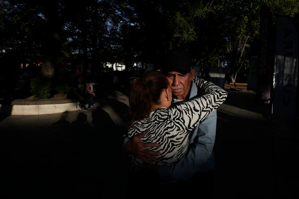 Retired people dance in Obregon square in Culiacan, Sinaloa state, Mexico, Thursday, Feb. 27, 2025. (AP Photo/Fernando Llano)