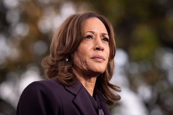 FILE - Democratic presidential nominee Vice President Kamala Harris speaks, Nov. 6, 2024, in Washington. (AP Photo/Jacquelyn Martin, File)