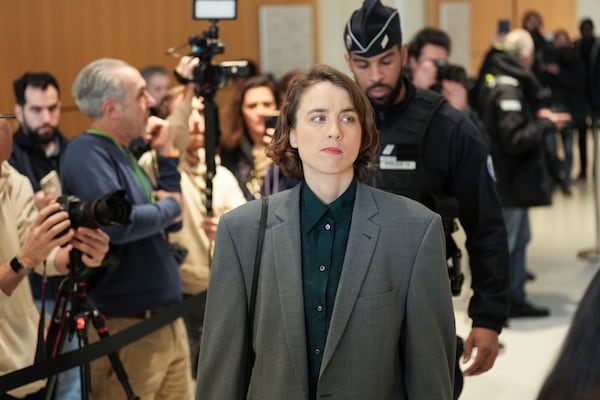 French actor Adele Haenel arrives at courthouse in Paris, Monday, Feb. 3, 2025. (AP Photo/Aurelien Morissard)