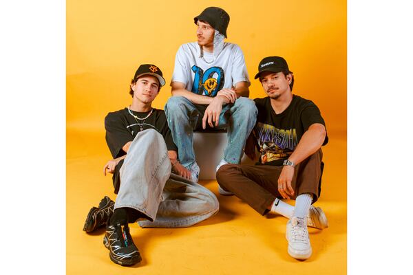 This undated image provided by 2+2 Management shows the electronic music trio Levity, from left, PJ Carberry, John Hauldren and Josh Tarum. (2+2 Management via AP)