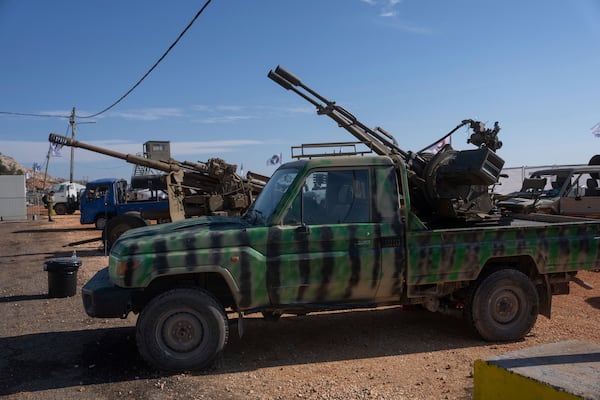 Weapons and other equipment seized by the Israeli military during its ground invasion of southern Lebanon are displayed, Monday, Dec. 23, 2024. (AP Photo/Ohad Zwigenberg)