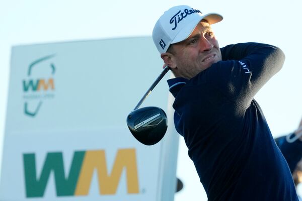 Justin Thomas hits his tee shot at the 10th hole during the first round of the Waste Management Phoenix Open PGA Tour golf tournament at the TPC Scottsdale Thursday, Feb. 6, 2025, in Scottsdale, Ariz. (AP Photo/Ross D. Franklin)