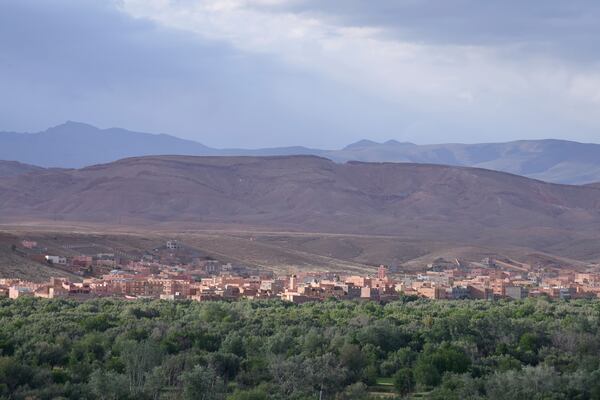 A view of the Middle Atlas town Kalaat M'Gouna where the annual Rose Festival takes place, Morocco, Tuesday, May 6, 2025. (AP Photo/Mosa'ab Elshamy)