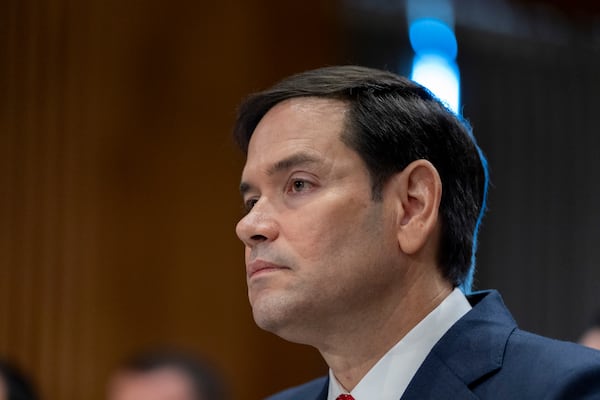 Sen. Marco Rubio, R-Fla., President-elect Donald Trump's choice to be Secretary of State, appears before the Senate Foreign Relations Committee for his confirmation hearing, at the Capitol in Washington, Wednesday, Jan. 15, 2025. (AP Photo/Alex Brandon)