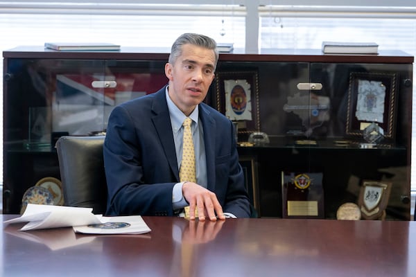 Acting Director of the National Counterterrorism Center Brett Holmgren speaks during an interview at the National Counterterrorism Center, Jan. 8, 2025 in McLean, Va. (AP Photo/Kevin Wolf)