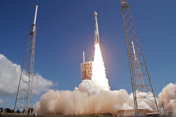 FILE - Boeing's Starliner capsule atop an Atlas V rocket lifts off from the launch pad at Space Launch Complex 41 in Cape Canaveral, Fla., on Wednesday, June 5, 2024, carrying NASA astronauts Butch Wilmore and Suni Williams to the International Space Station. (AP Photo/Chris O'Meara, File)