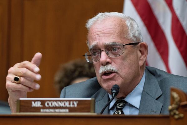 FILE - Ranking member Rep. Gerald Connolly, D-Va., speaks during a committee on House Administration Oversight Subcommittee and House Committee on Oversight and Accountability Cybersecurity, Information Technology, and Government Innovation Subcommittee joint hearing, April 19, 2023, on Capitol Hill in Washington. Connolly, a Democratic congressman and fixture of Virginia politics, has died at age 75. (AP Photo/Manuel Balce Ceneta, File)