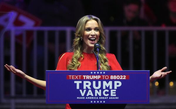 Megyn Kelly speaks before President-elect Donald Trump arrives at a rally ahead of the 60th Presidential Inauguration, Sunday, Jan. 19, 2025, in Washington. (AP Photo/Matt Rourke)