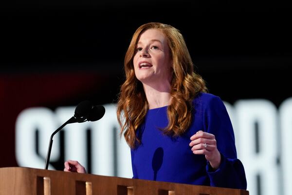 FILE - Michigan State Sen. Mallory McMorrow speaks at the Democratic National Convention, August 19, 2024, in Chicago. (AP Photo/Paul Sancya, File)