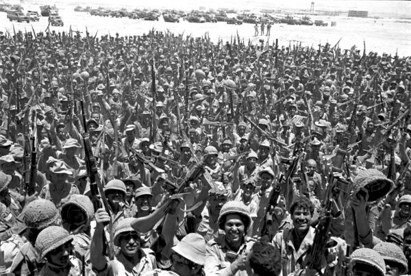 FILE - This photo shows jubilant Israeli troops in Sinai, Egypt, during the Six-Day War, on June 10, 1967. (AP Photo, File)