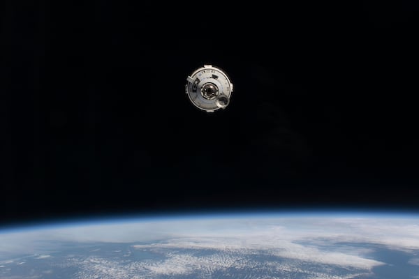 FILE - In this photo provided by NASA, the Boeing Starliner spacecraft with astronauts Butch Wilmore and Suni Williams aboard approaches the International Space Station on Thursday, June 6, 2024. (NASA via AP, File)