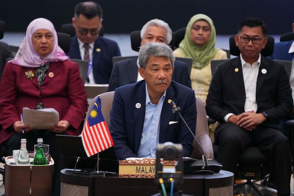 Malaysia's Minister of Foreign Affairs Mohamad Hasan delivers his speech during the ASEAN Foreign Ministers' Retreat (AMM) in Langkawi Island, Malaysia, on Sunday, Jan. 19, 2025. (AP Photo/Azneal Ishak, Pool)