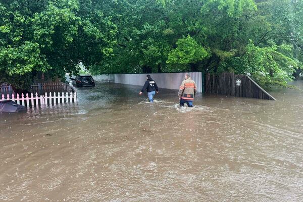 This photo provided by the Lexington Fire Department shows flooding in Lexington, Okla., Wednesday, April 30, 2025. Several people were evacuated from their homes due to flooding. (Trenton Mitchell/Lexington Fire Department via AP)