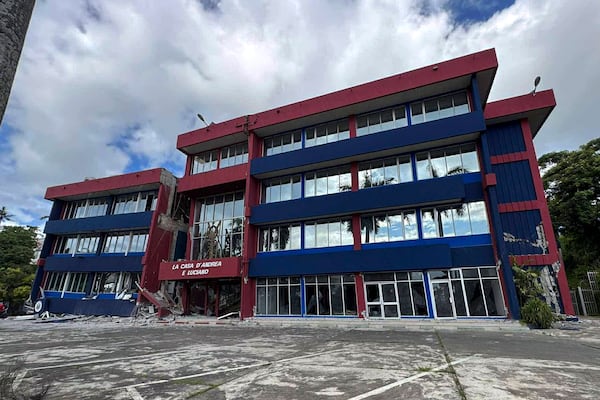 A building is seen damaged in Port Vila, Vanuatu following a powerful earthquake Tuesday, Dec. 17, 2024. (Tim Cutler via AP)