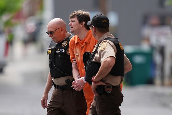 Sexual assault suspect Ian Cleary departs from the Adams County Court House in Gettysburg, Pa., Thursday, May 29, 2025. (AP Photo/Matt Rourke)