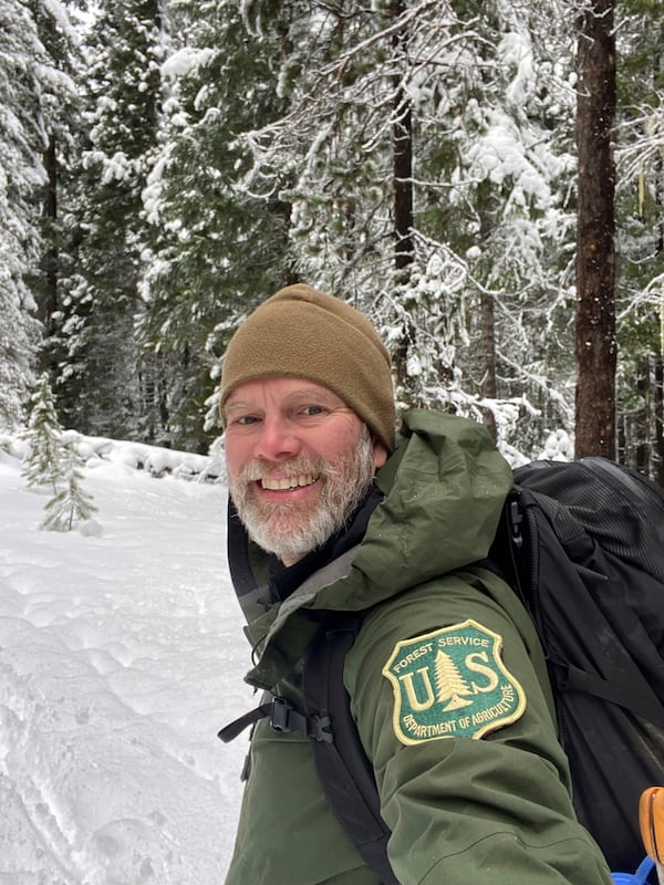 Gregg Bafundo, a former U.S. Marine, is shown on his last patrol as a wilderness ranger at the Okanogan Wenatchee National Forest in Washington state in Nov. 2024. (Courtesy Gregg Bafundo via AP)