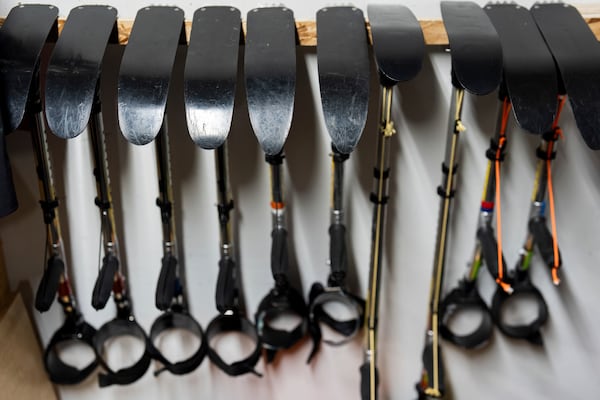 Equipment used by Oregon Adaptive Sports is seen at Hoodoo Ski Area in central Oregon on Thursday, March 6, 2025. (AP Photo/Jenny Kane)