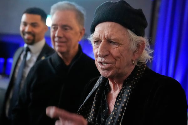 Keith Richards greets people before receiving the first Connecticut Governor's Award of Excellence in Westport, Conn., Wednesday, March 5, 2025. (AP Photo/Seth Wenig)