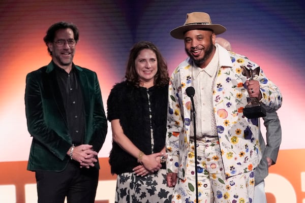 Justin Simien accepts the best new non-scripted or documentary series award for "Hollywood Black" during the Film Independent Spirit Awards on Saturday, Feb. 22, 2025, in Santa Monica, Calif. (AP Photo/Chris Pizzello)