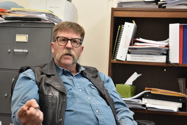 Musselshell County Commission Chairman Bob Pancratz is seen in his office, on May 21, 2025, near Roundup, Montana. (AP Photo/Matthew Brown)