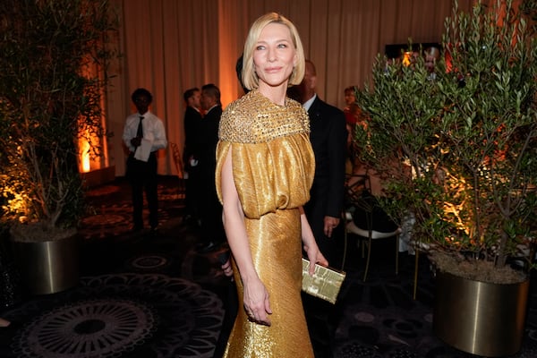 Cate Blanchett arrives at the 82nd Golden Globes on Sunday, Jan. 5, 2025, at the Beverly Hilton in Beverly Hills, Calif. (AP Photo/Chris Pizzello)