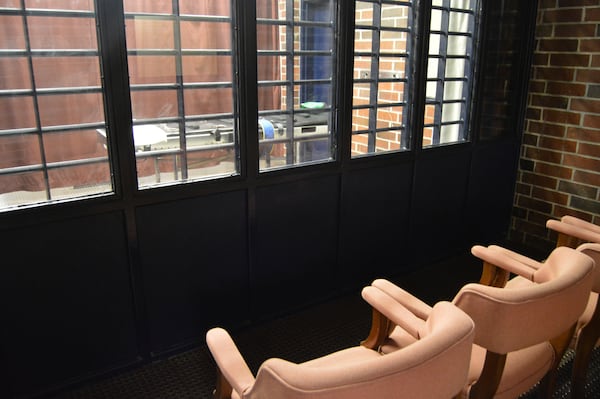 FILE - In this undated photo provided by the South Carolina Department of Corrections, viewing chairs are placed in the witness room of the execution chamber in the Broad River Correctional Institute in Columbia, S.C. (South Carolina Department of Corrections via AP, File)