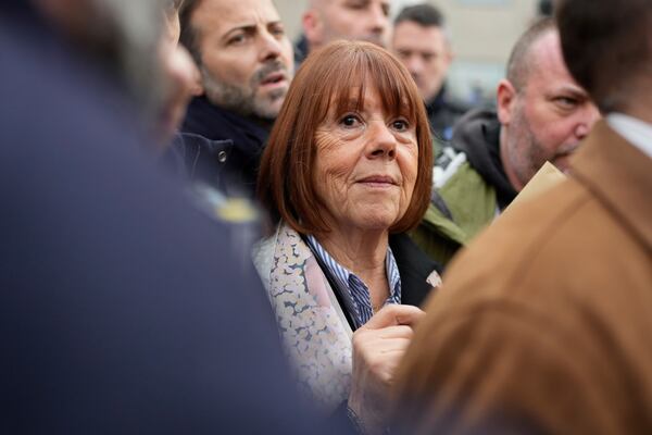 Gisele Pelicot leaves the Avignon courthouse, southern France, Thursday, Dec. 19, 2024. (AP Photo/Lewis Joly)