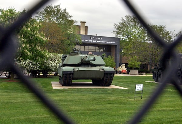 FILE - An M1 Abrams tank is displayed outside the Tank-Army Automotive and Armaments Command (TACOM) in Warren, Mich., Friday, May 13, 2005. (AP Photo/Carlos Osorio, file)